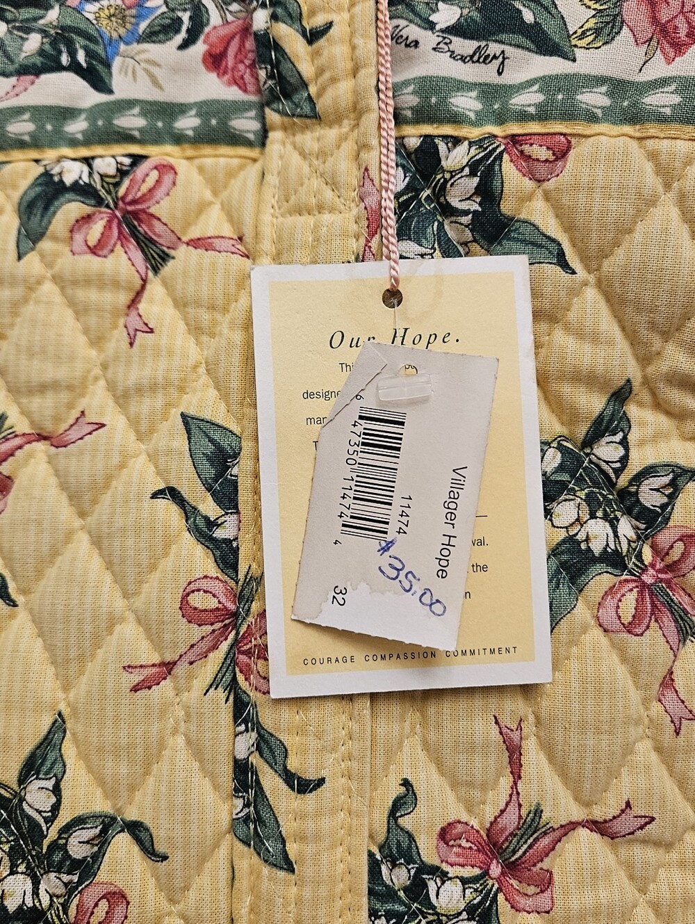 Vera Bradley Villager Hope Lily of the Valley Yellow Quilted Floral Tote Bag Vtg - Picture 16 of 16